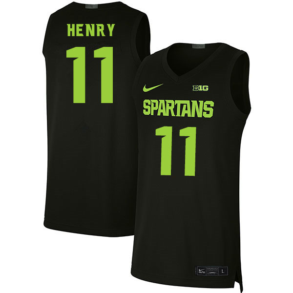 Men Michigan State Spartans #11 Aaron Henry NCAA Nike Authentic Black 2020 College Stitched Basketball Jersey JW41N04YM